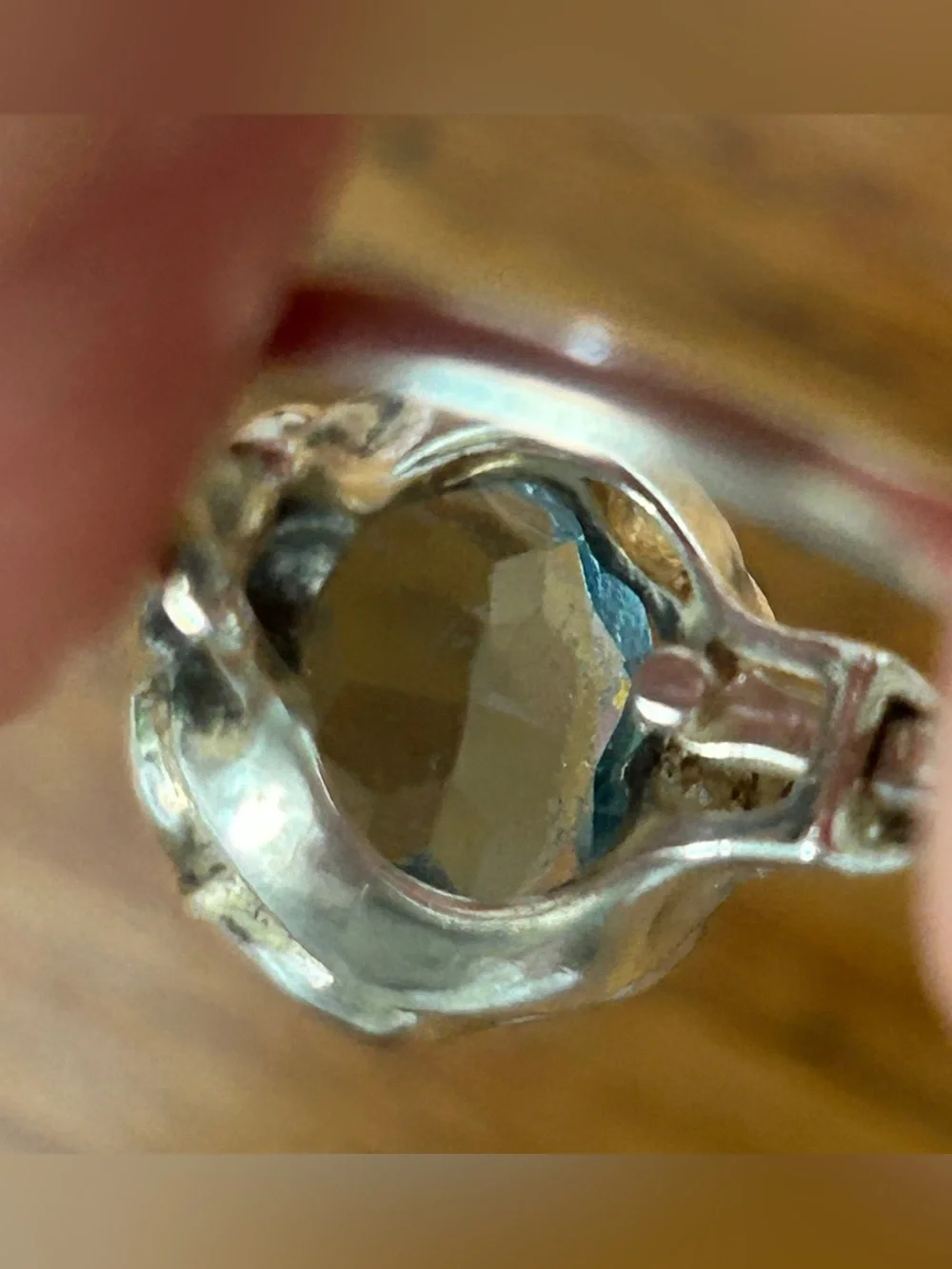 Sarah Coventry sterling blue stone adjustable ring